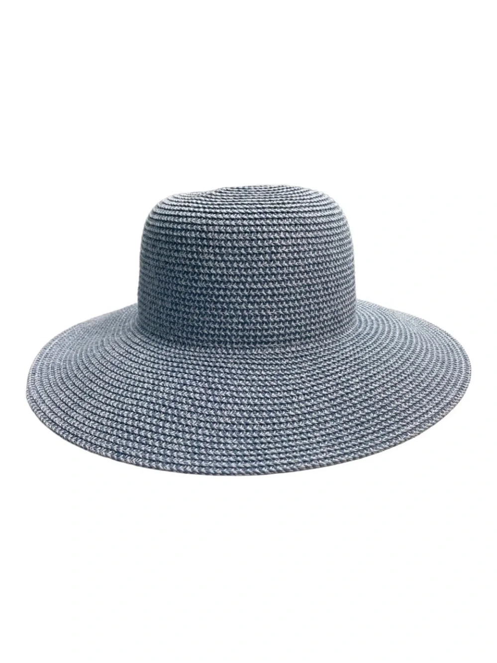 NWOT Mudd Blue Marled Woven Paper Blend Floppy Wide Brim Sun Hat Blue Grey Beach
